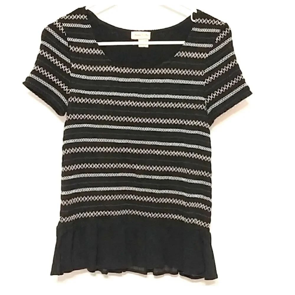 Meadow Rue Anthropologie stripe sheer peplum